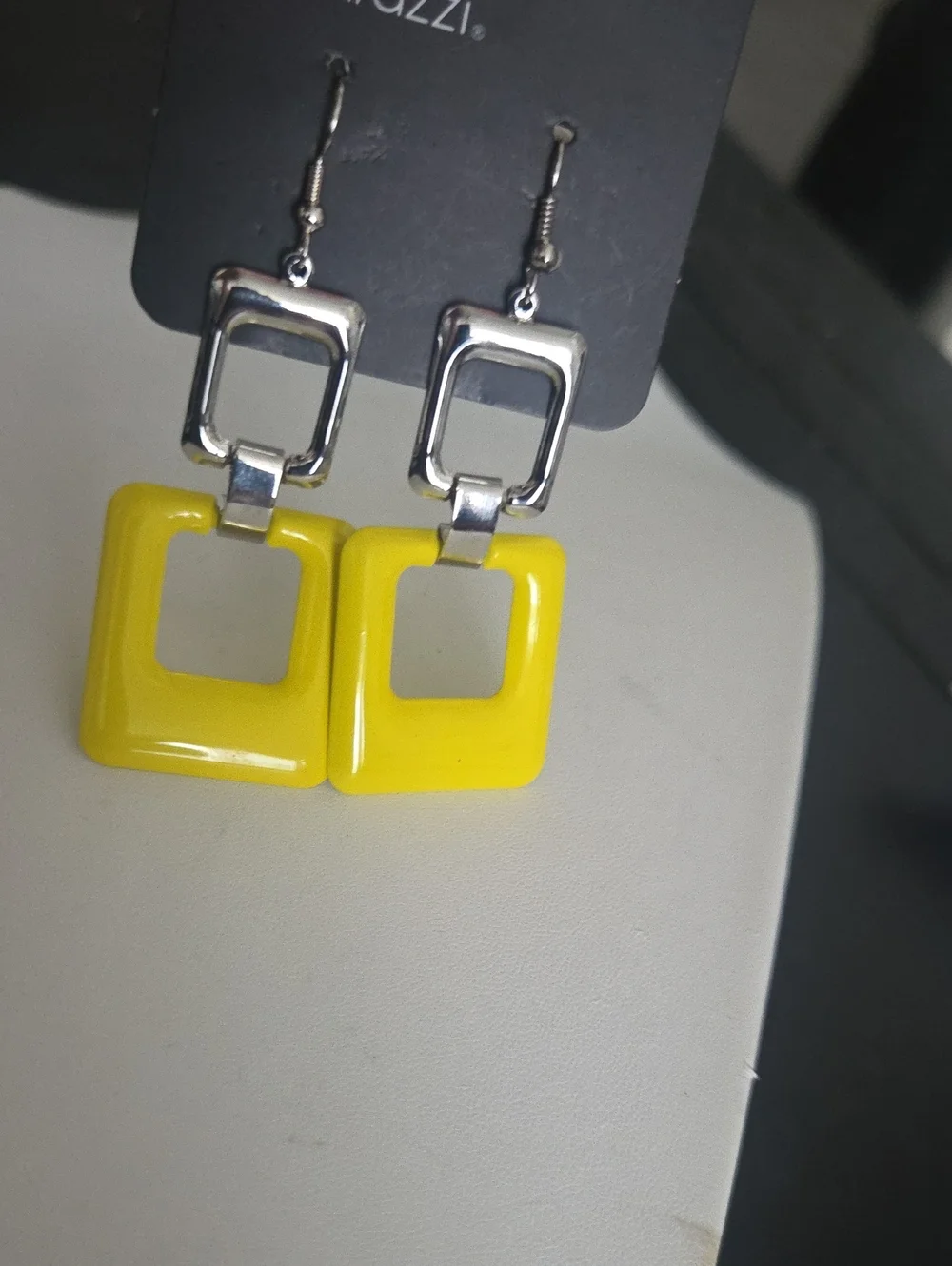 Paparazzi Yellow Square Dangle Earrings NWT